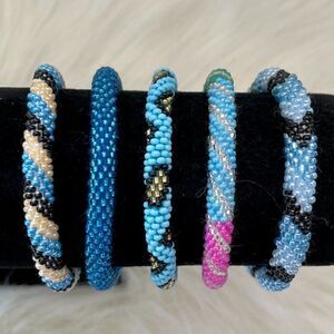HAND CRAFTED in Nepal Beaded Bracelets (set of 5) #238